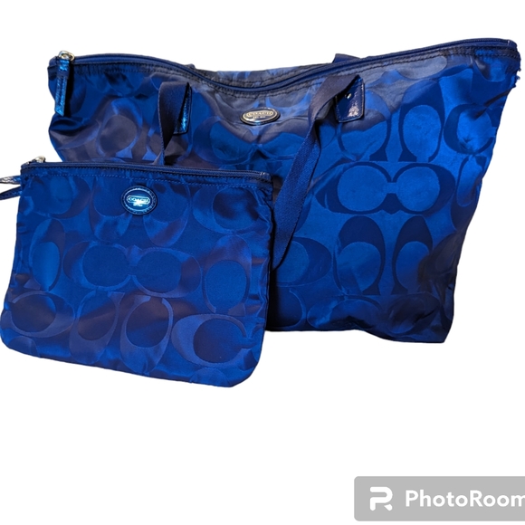 Coach Bags Coach Blue Nylon Travel Tote And Toiletry Bag Poshmark
